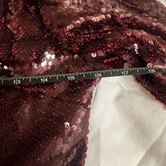 Little Mistress Dark Plum/Burgundy Sequin Long-Sleeve Wrap Dress NWT - Picture 12 of 12